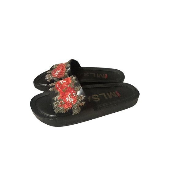 MELISSA Rose Faux Needlepoint Pool Slides Sandals Size US 9 / EUR 40 - Picture 6 of 7